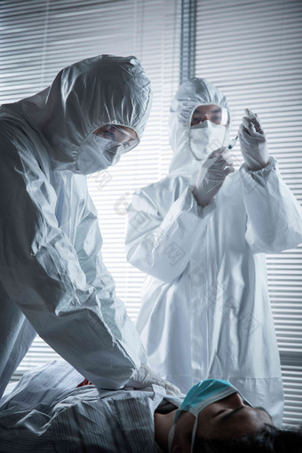 医务工作者和患者在病房防病毒口罩高端图片
