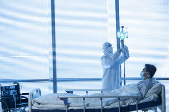 医生和患者在病房里病毒清晰摄影图