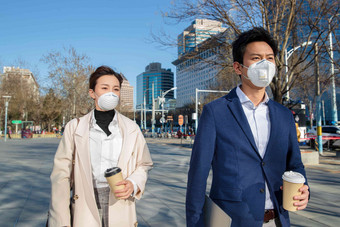 戴口罩的商务人士防污染口罩清晰相片