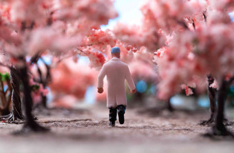 樱花树下的医护人员美丽的高质量镜头