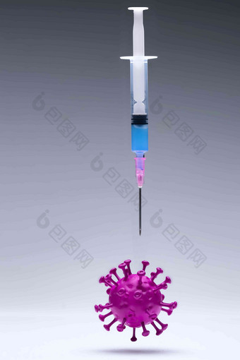 注射器和病毒治疗写实摄影