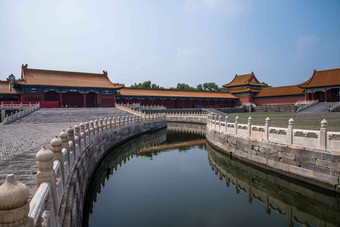 北京故宫自然栏杆弯曲的镜头