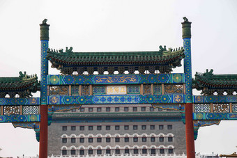 北京前门大街牌坊彩色图片清晰相片