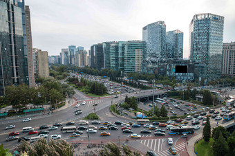 北京市东直门建筑群城市清晰镜头