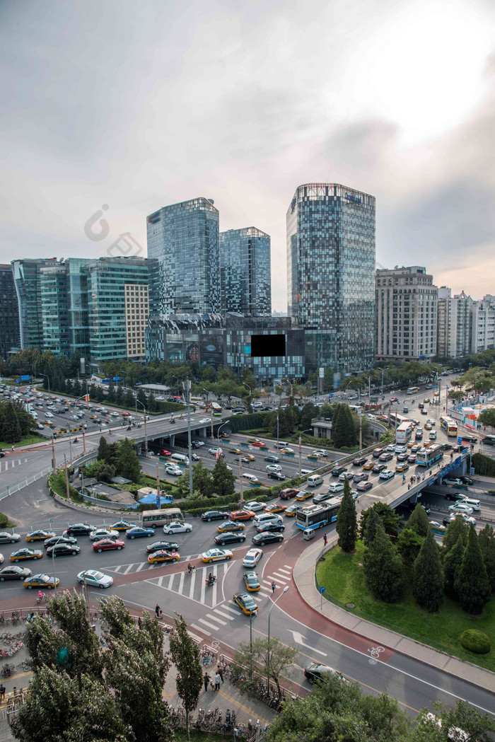 北京市东直门建筑群东二环写实素材