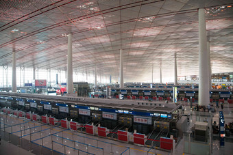 北京首都国际机场大厅中国文化高质量镜头