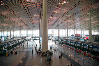 北京首都国际机场大厅发展氛围素材