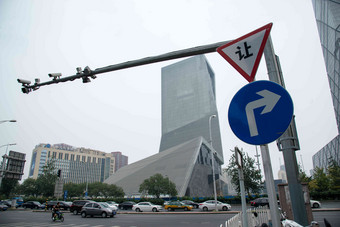 首都商业区水平构图指示氛围场景