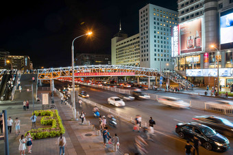 北京西单商业街天桥摄影