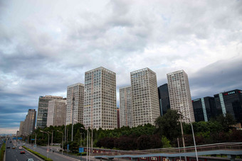 北京建筑天空街道清晰场景