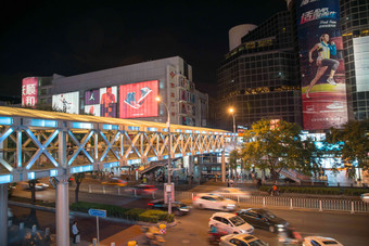 北京夜景街道海报高端摄影图片