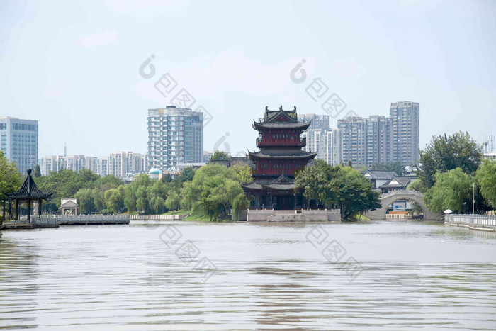 淮安清江浦中洲岛天空名胜古迹高清图片