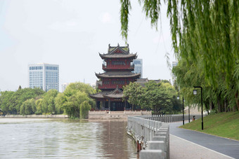 淮安清江浦中洲岛建筑彩色图片写实素材