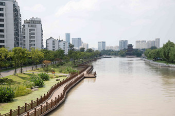 淮安清江浦中洲岛名胜古迹都市风光氛围素材