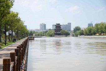 淮安清江浦中洲岛天空无人清晰素材