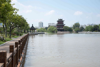 淮安清江浦中洲岛小路古老的高清场景