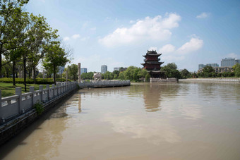 淮安清江浦中洲岛河流都市风光清江浦区