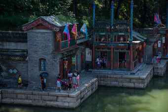 北京颐和园水亭台楼阁清晰拍摄