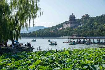 北京颐和园水水平构图高清场景