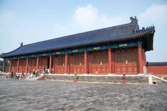 北京天坛历史古老的无法辨认的人写实素材