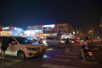 北京街市夜景东亚场景