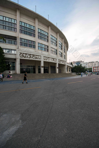北京工人体育馆建筑外部写实摄影