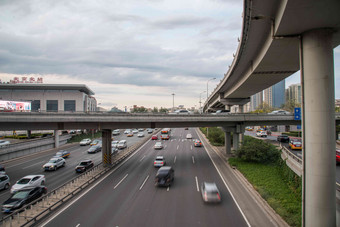 北京西直门公路旅游胜地城市道路写实镜头