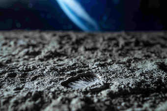 月球上的足迹环境写实摄影