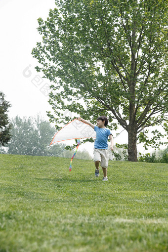 小男孩放风筝仅一个男孩照片