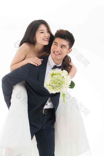 浪漫的新婚夫妇新郎高质量素材