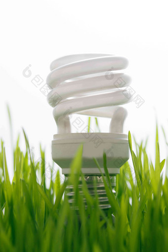 草地上的节能灯简单高端摄影图