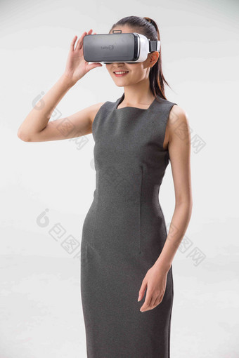 女人VR眼镜符号时尚女商人摄影图