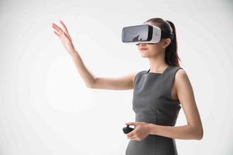 女人VR眼镜通讯触摸职业清晰素材