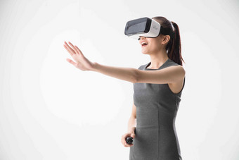 女人<strong>VR</strong>眼镜概念自由彩色图片