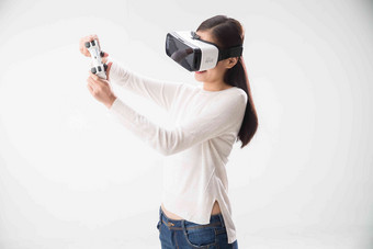 女人<strong>VR</strong>眼镜通讯遥控器2多岁