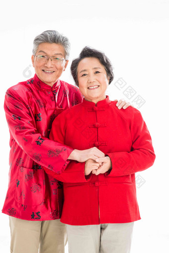 老年夫妇庆祝春节彩色图片高清摄影