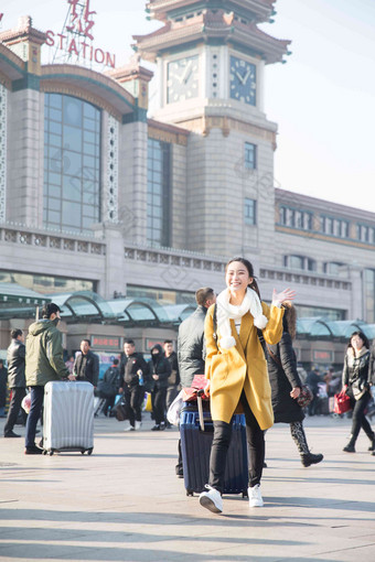 青年广场北京围巾亚洲人清晰摄影图