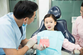 母亲带着女儿看牙医健康生活方式氛围影相