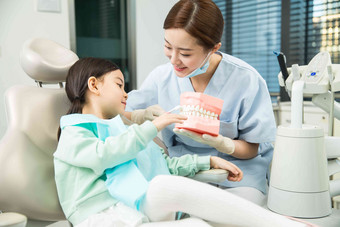 可爱的小女孩和牙医中国高端摄影