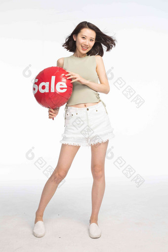 年轻女孩气球<strong>个性</strong>亚洲人仅一个青年女人相片