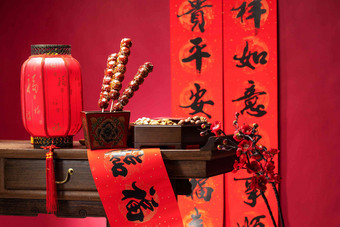 新年静物红色糖葫芦传统庆典氛围摄影图