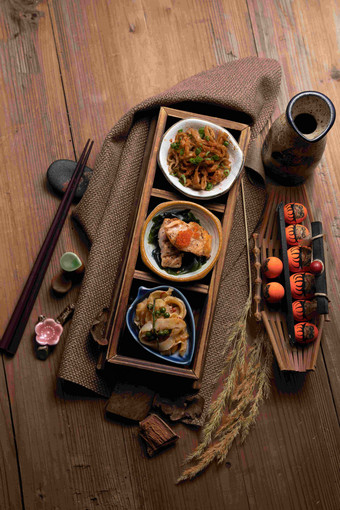 日本料理小菜组物体高质量场景