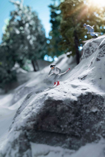 滑雪运动模型美景山坡高质量影相