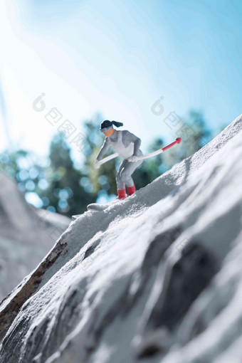 滑雪运动概念象征人偶图片