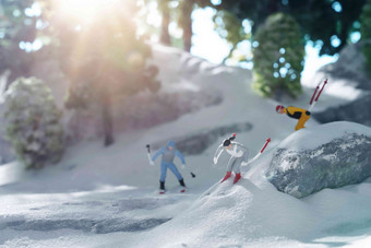 滑雪运动静物运动人偶高清摄影