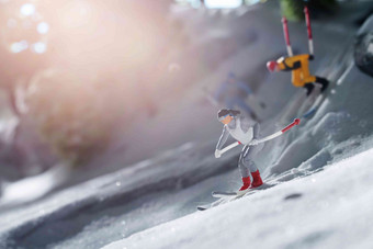 滑雪模型滑雪场静物写实摄影图
