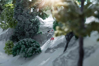 滑雪健身自然人类形象高清图片