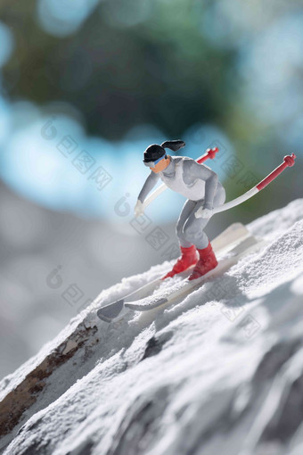 滑雪运动雪山特写静物摄影