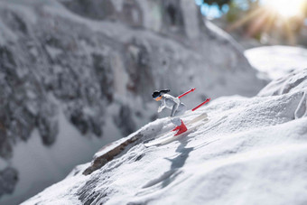 滑雪运动冰雪运动锻炼悬崖素材