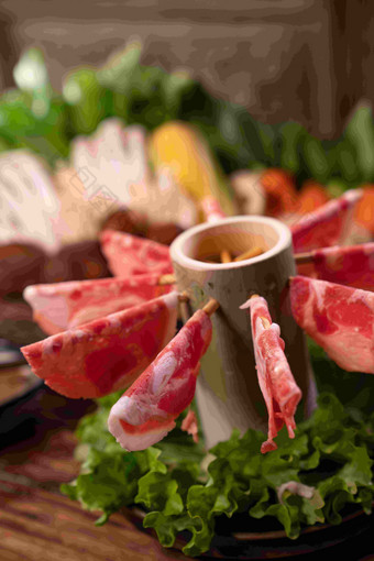 火锅中国菜配菜饮食氛围摄影